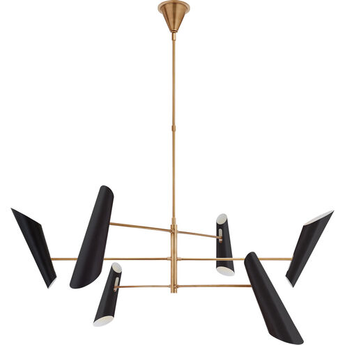 AERIN Franca LED 68 inch Hand-Rubbed Antique Brass Pivoting Chandelier Ceiling Light in Black, Large