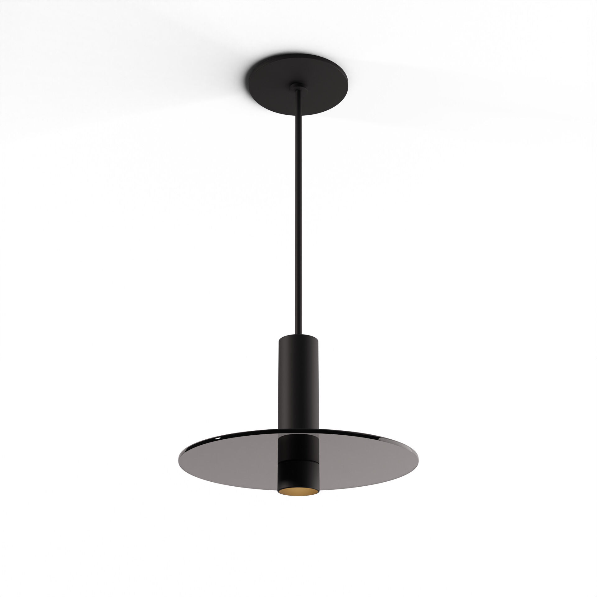 Combi LED 9 inch Matte Black Pendant Ceiling Light in Dark Grey Glass, Suspension / Flush Mount 2-in-1