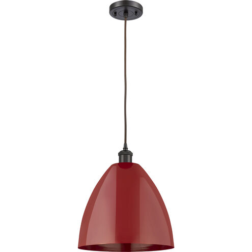 Ballston Plymouth Dome 1 Light 12 inch Oil Rubbed Bronze Mini Pendant Ceiling Light in Matte Red