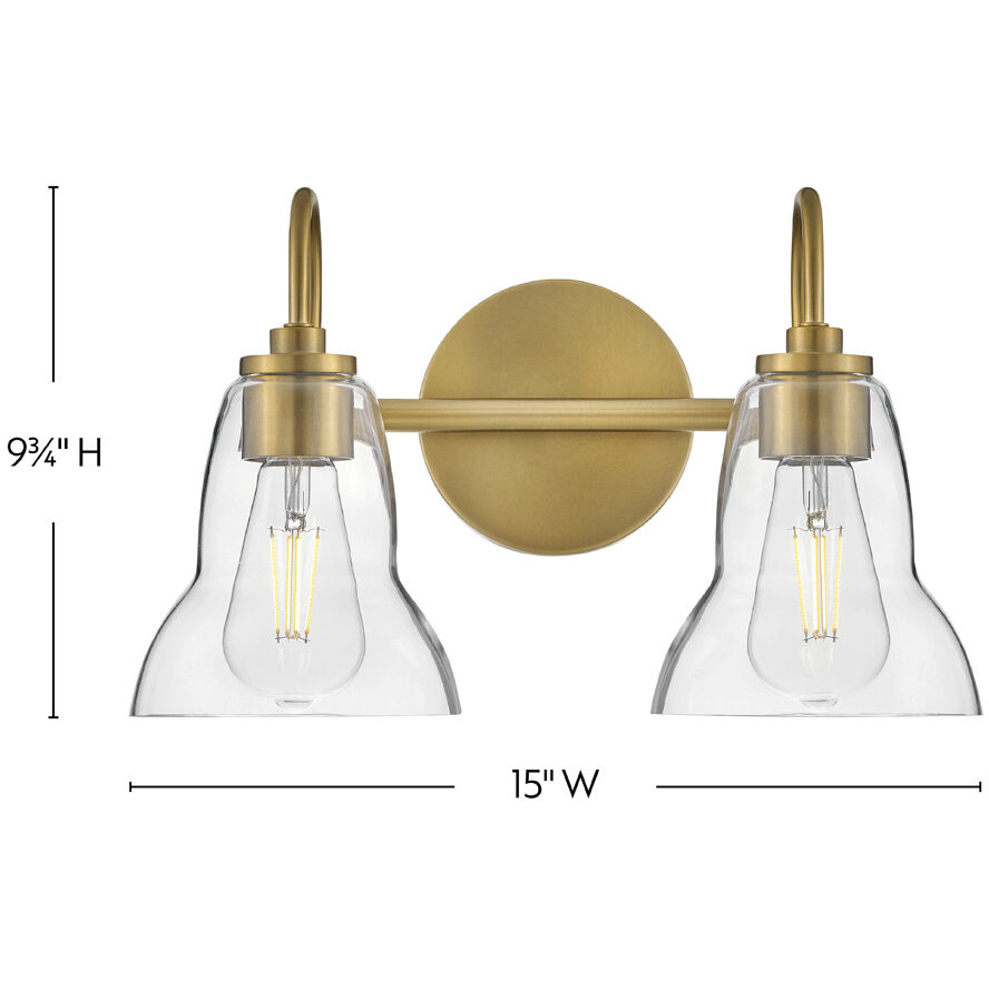Vera LED 15 inch Lacquered Brass Bath Light Wall Light