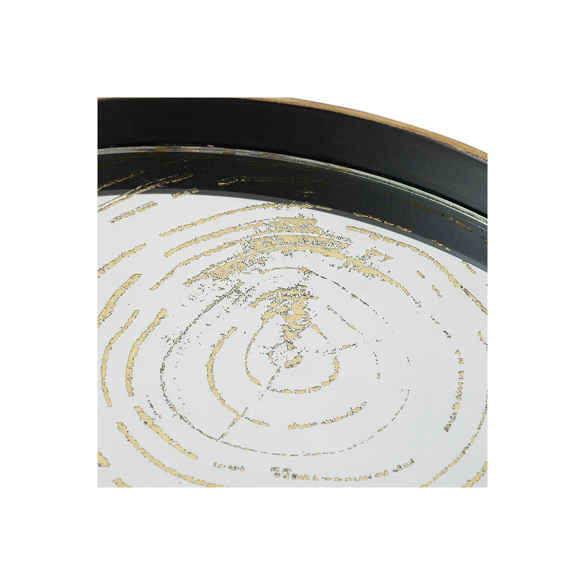 Wood Black and Gold and Mirror Tray