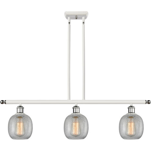 Ballston Belfast 3 Light 36 inch White and Polished Chrome Island Light Ceiling Light in Clear Crackle Glass, Ballston