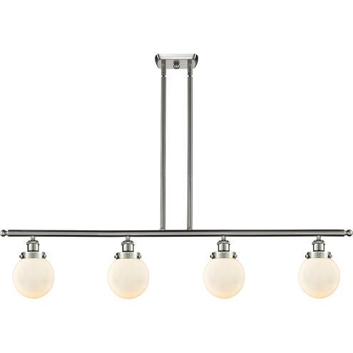Ballston Beacon 4 Light 48 inch Brushed Satin Nickel Island Light Ceiling Light in Matte White Glass, Ballston