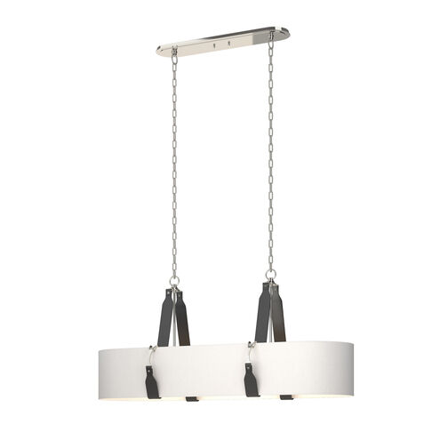Saratoga 4 Light 46 inch Polished Nickel Pendant Ceiling Light in Leather Black, Natural Anna, Oval