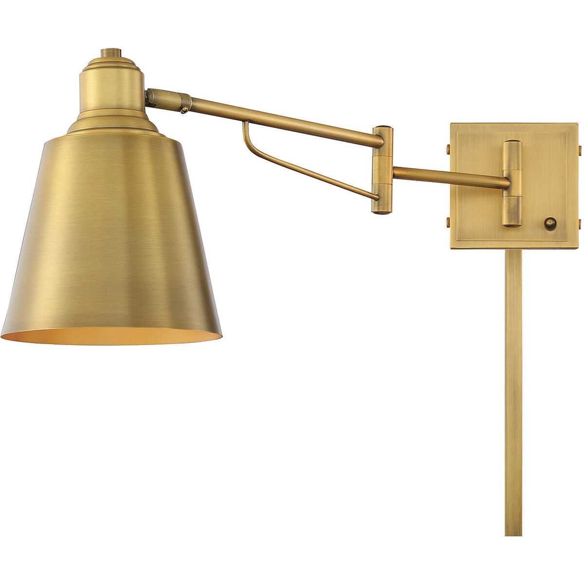 Farmhouse 6.5 inch 60.00 watt Natural Brass Adjustable Wall Sconce Wall Light