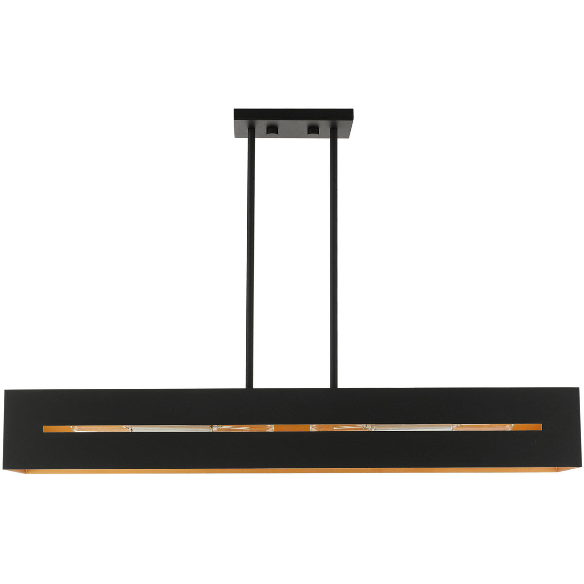 Soma 4 Light 36 inch Textured Black with Brushed Nickel Accents Linear Chandelier Ceiling Light