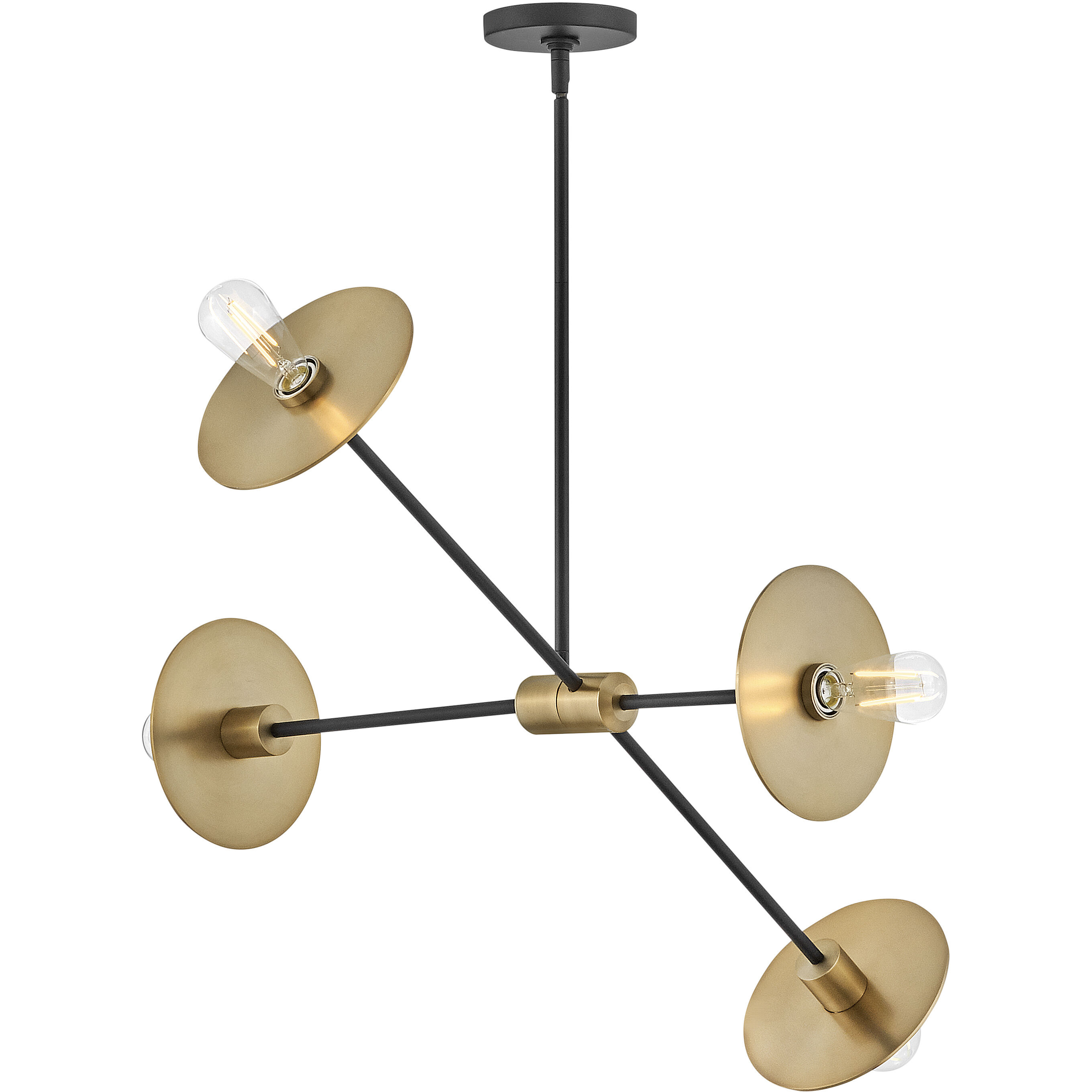 Lulu 4 Light 35.75 inch Lacquered Brass with Black Chandelier Ceiling Light