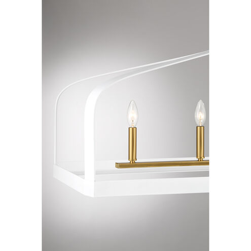 Sheffield 5 Light 46 inch White with Warm Brass Linear Chandelier Ceiling Light in White/Warm Brass