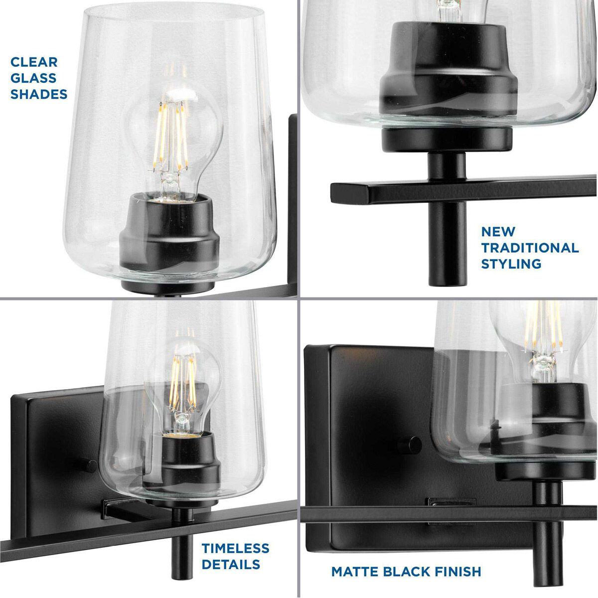 Calais 3 Light 24 inch Matte Black Bath Vanity Wall Light