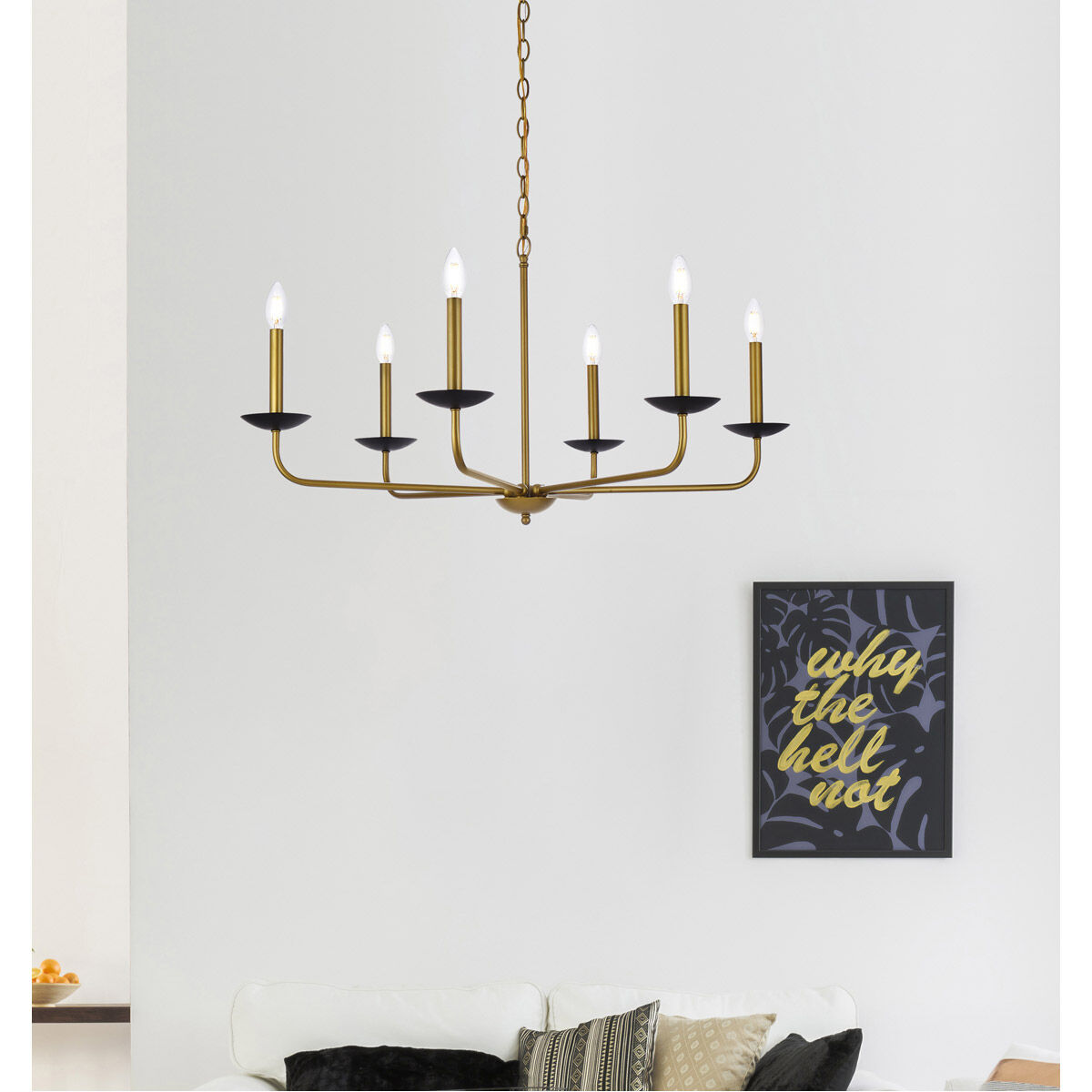 Cohen 6 Light 36 inch Black and Brass Pendant Ceiling Light
