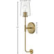 Kline LED 5 inch Lacquered Brass Sconce Wall Light