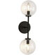 Alora Mood Cassia 2 Light 6 inch Matte Black Bath Vanity Light Wall Light in Clear Glass Shade