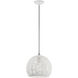 Chantily 1 Light 12 inch White with Brushed Nickel Accents Pendant Ceiling Light