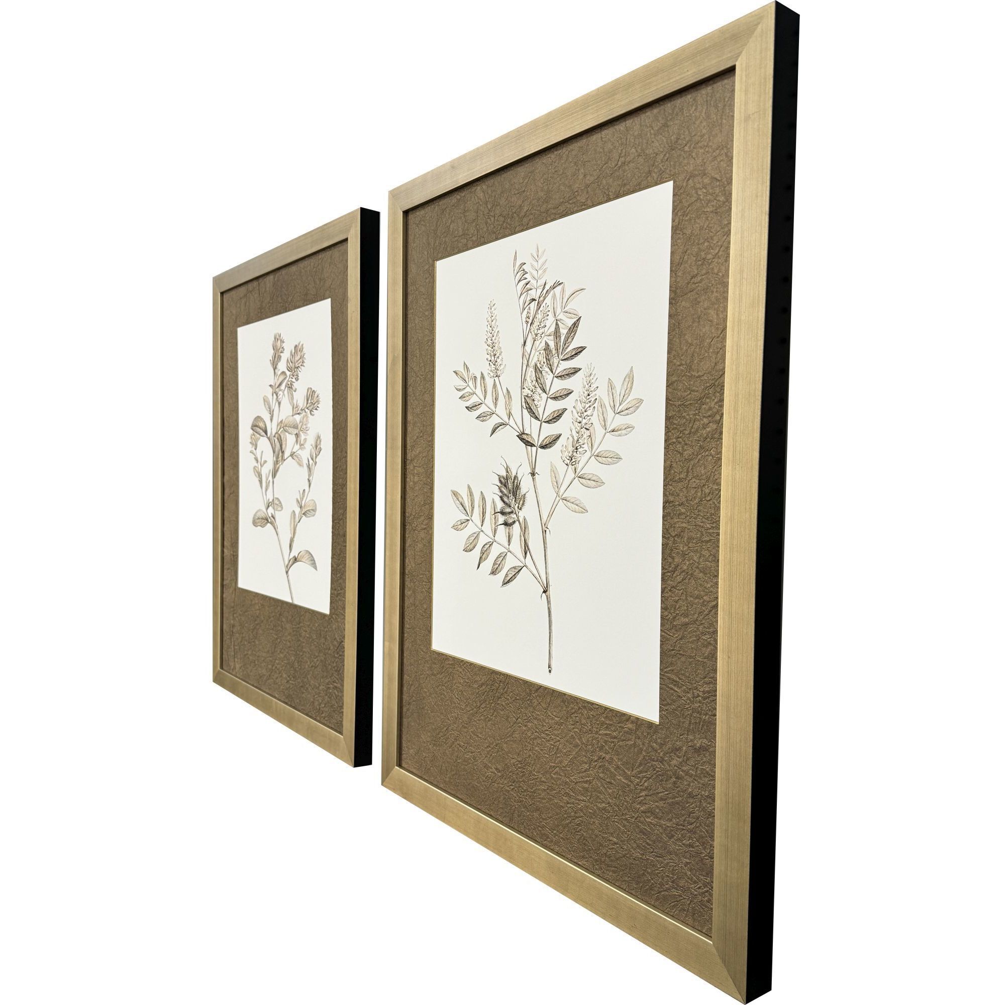 Neutral Botanical Brown and Beige and Metallic and Sepia Framed Art