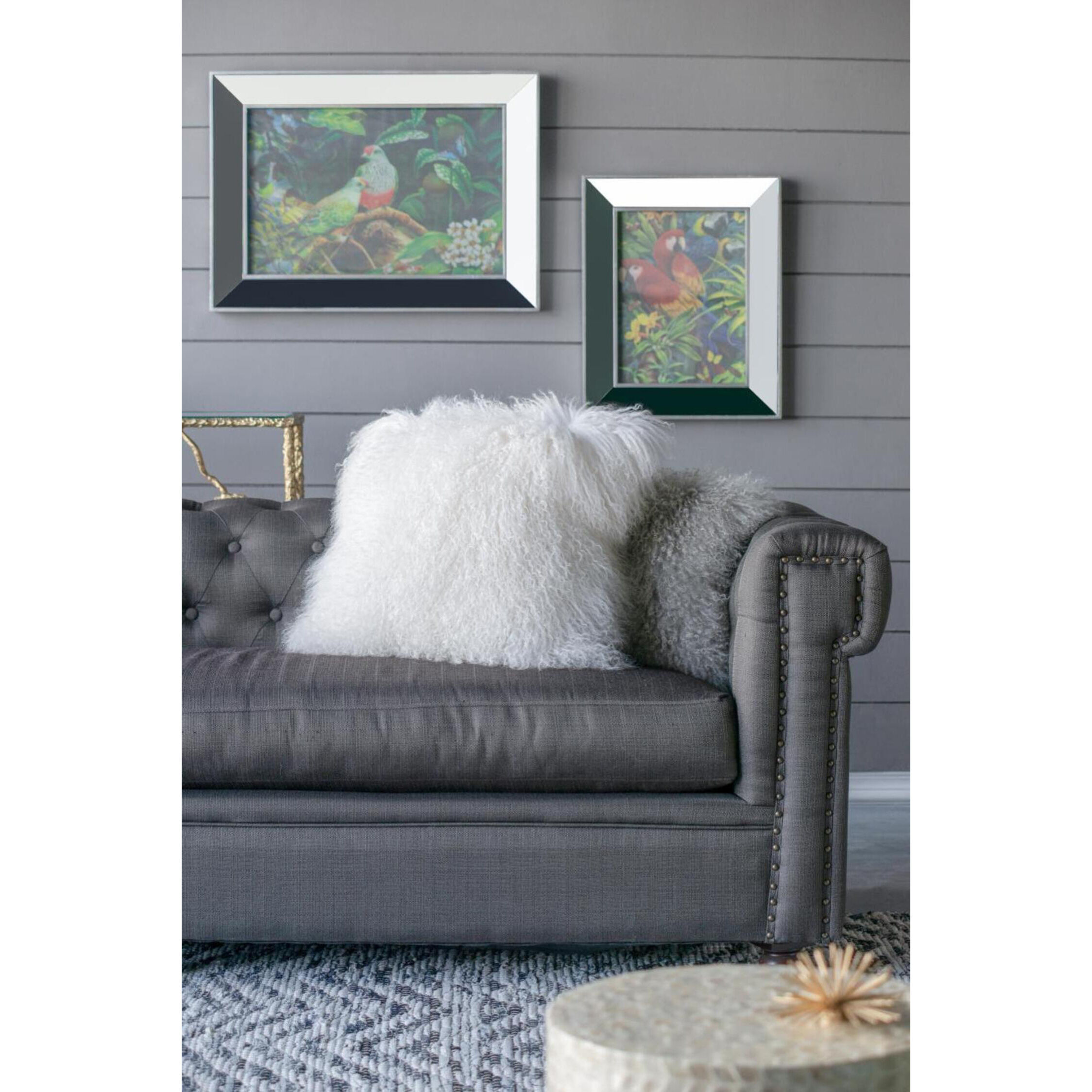 Lamb Fur 20 X 4 inch White Pillow in Natural