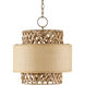 Isola 4 Light 18 inch Khaki/Natural Water Hyacinth Pendant Ceiling Light