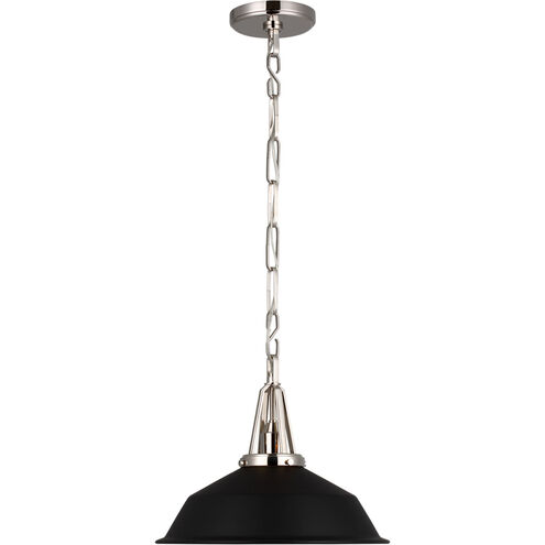Chapman & Myers Layton LED 14 inch Polished Nickel Pendant Ceiling Light in Matte Black