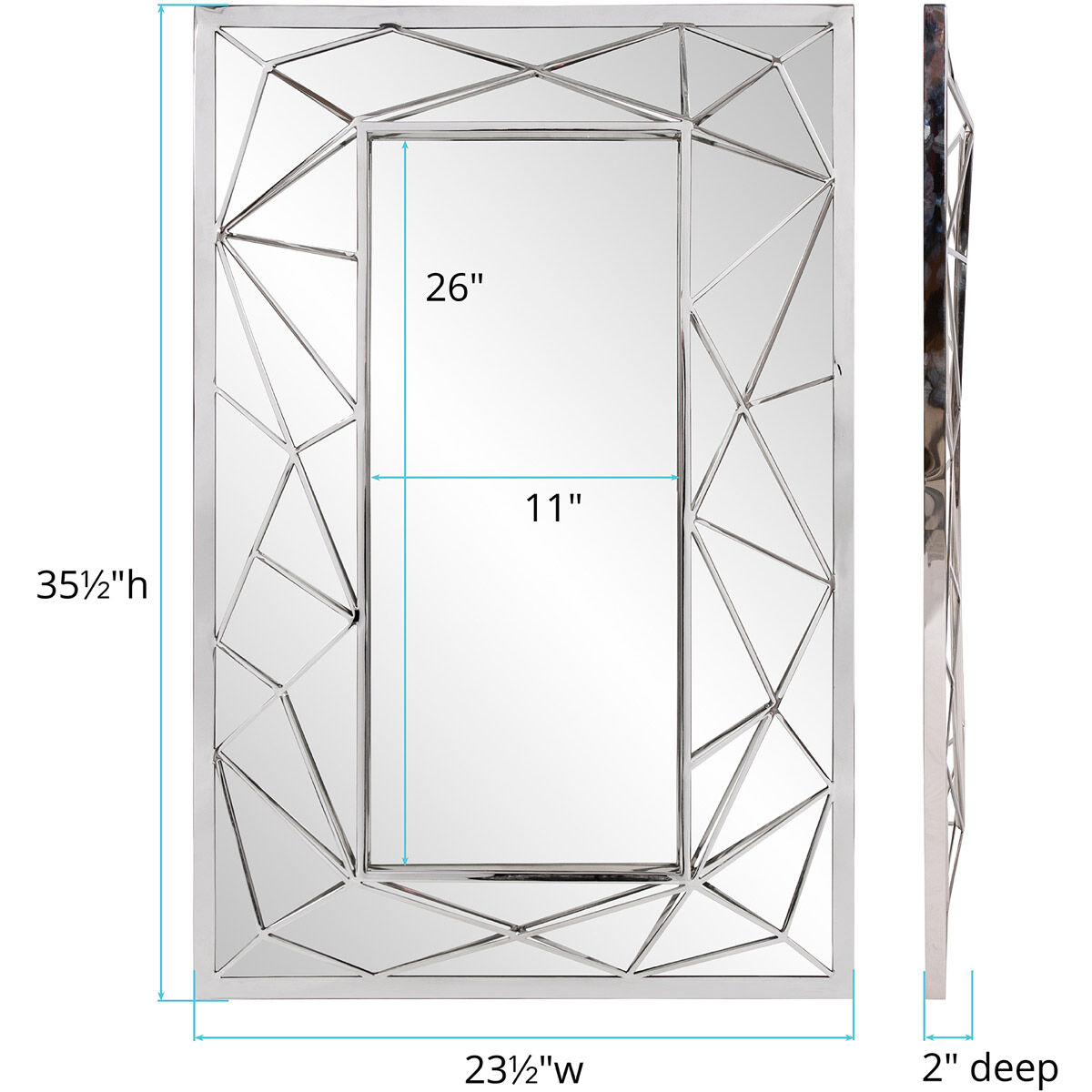 Mirax 35 X 23 inch Silver Wall Mirror