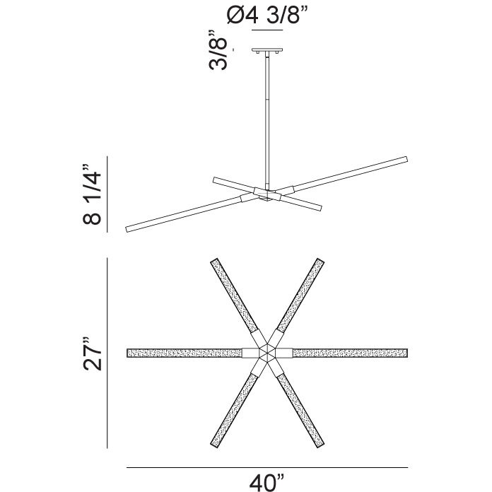 Asterisk LED 27 inch Matte Black and Chrome Pendant Ceiling Light