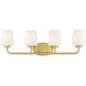 Capra 4 Light 31 inch Warm Brass Bathroom Vanity Light Wall Light, Essentials