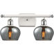 Ballston Fenton 2 Light 16 inch White and Polished Chrome Bath Vanity Light Wall Light in Plated Smoke Glass, Ballston