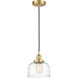 Edison Bell 1 Light 8 inch Satin Gold Mini Pendant Ceiling Light