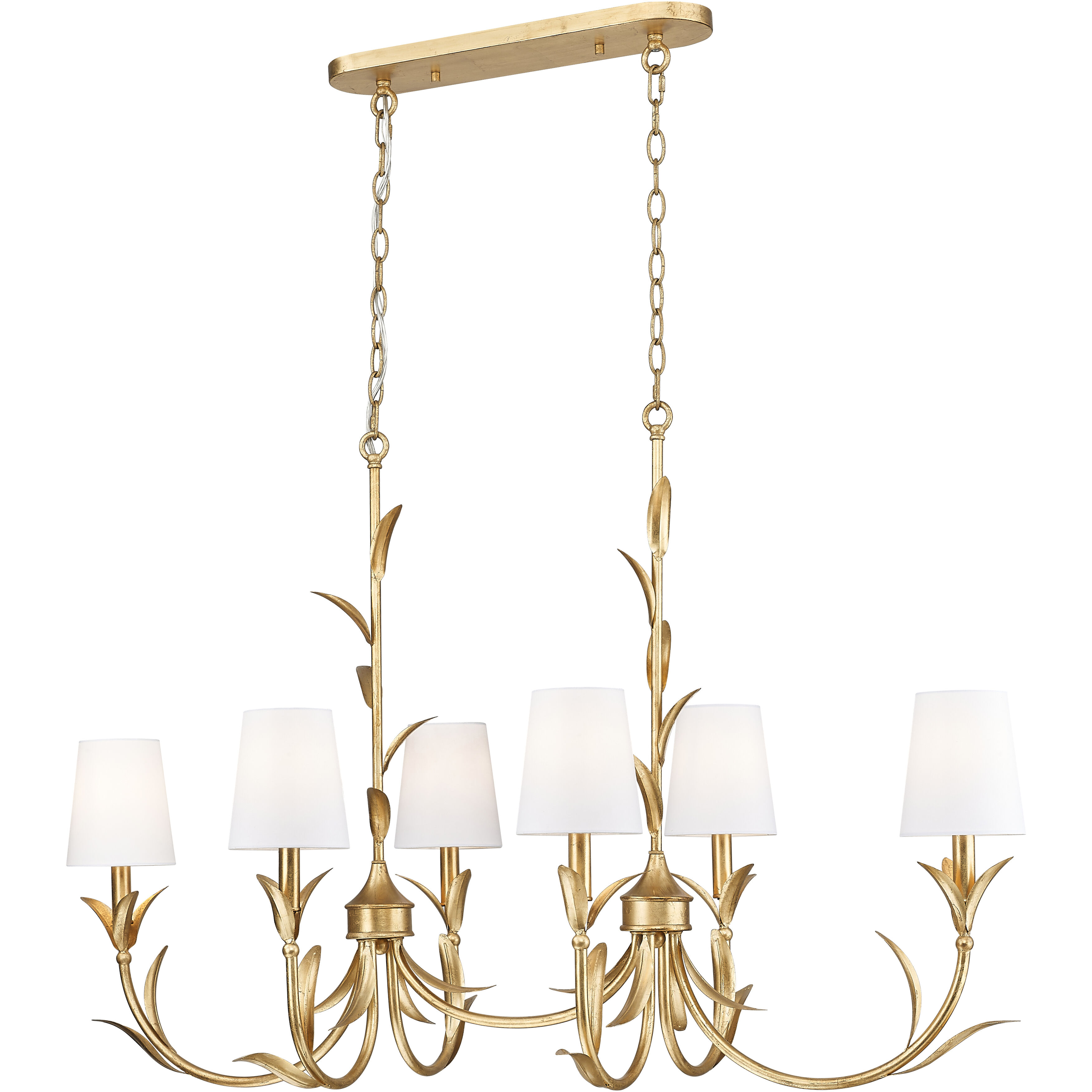 Aslin 6 Light 44 inch Gold Leaf Linear Chandelier Ceiling Light
