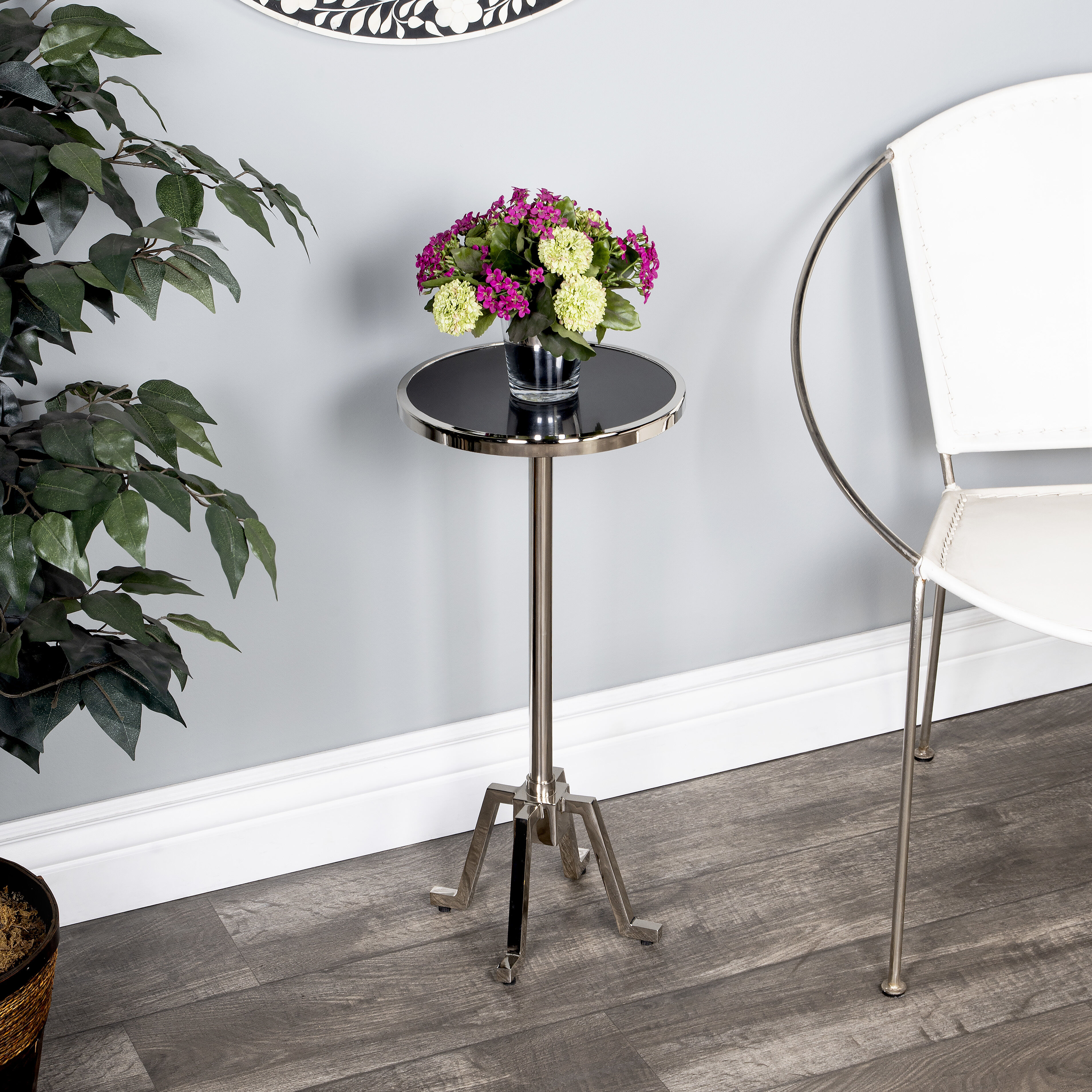 Sash Metal & Marble End or Side Table