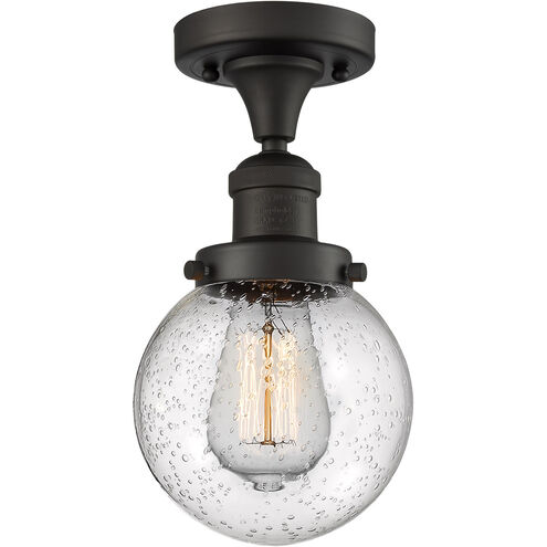 Franklin Restoration Beacon 1 Light 6 inch Oil Rubbed Bronze Semi-Flush Mount Ceiling Light in Seedy Glass, Franklin Restoration