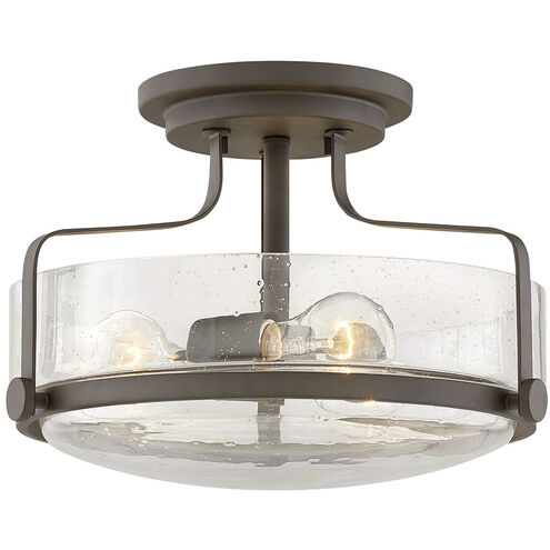 Harper LED 15 inch Oil Rubbed Bronze Indoor Semi-Flush Mount Ceiling Light in Clear Seedy