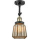 Franklin Restoration Chatham LED 6.25 inch Black Antique Brass Sconce Wall Light in Mercury Glass, Franklin Restoration