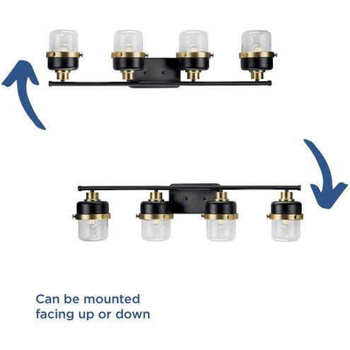 Beckner 4 Light 33.75 inch Matte Black Bath Light Wall Light