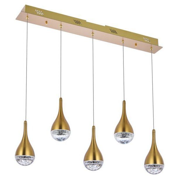 Amherst 5 Light 34 inch Satin Gold Linear Pendant Ceiling Light