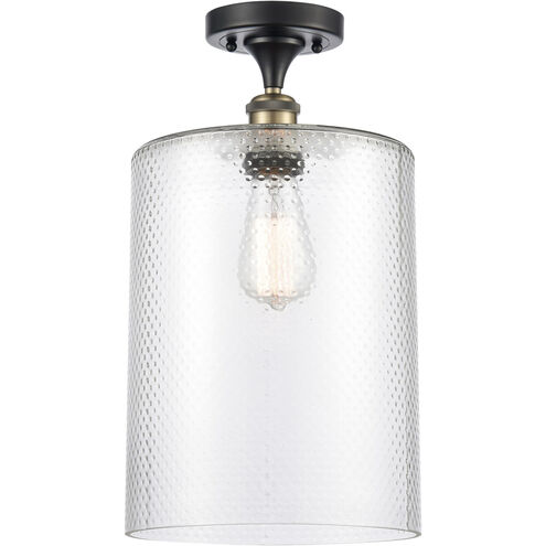 Ballston Large Cobbleskill LED 9 inch Black Antique Brass Semi-Flush Mount Ceiling Light in Clear Glass, Ballston
