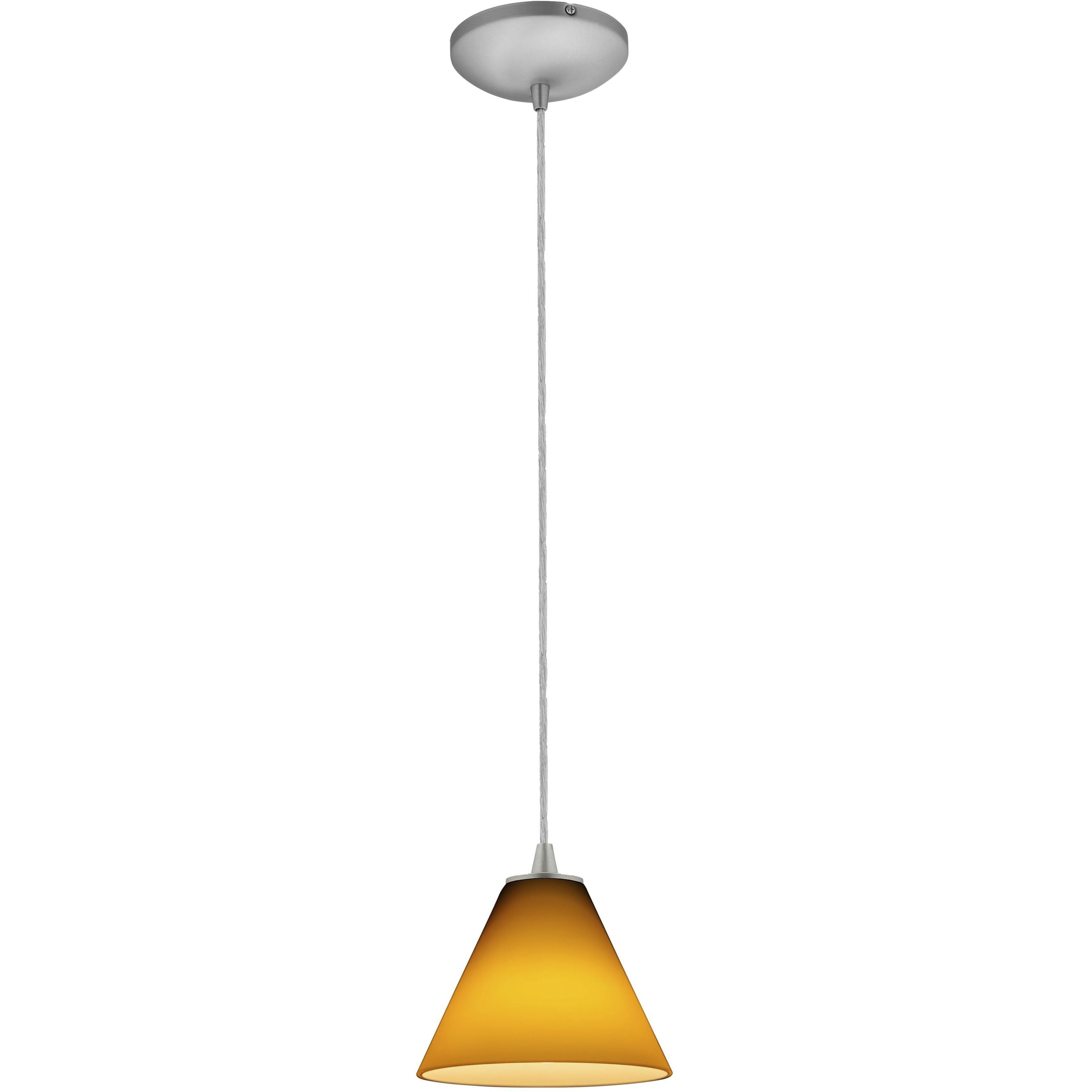 Martini LED 7 inch Brushed Steel Pendant Ceiling Light in Amber
