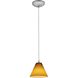 Martini LED 7 inch Brushed Steel Pendant Ceiling Light in Amber