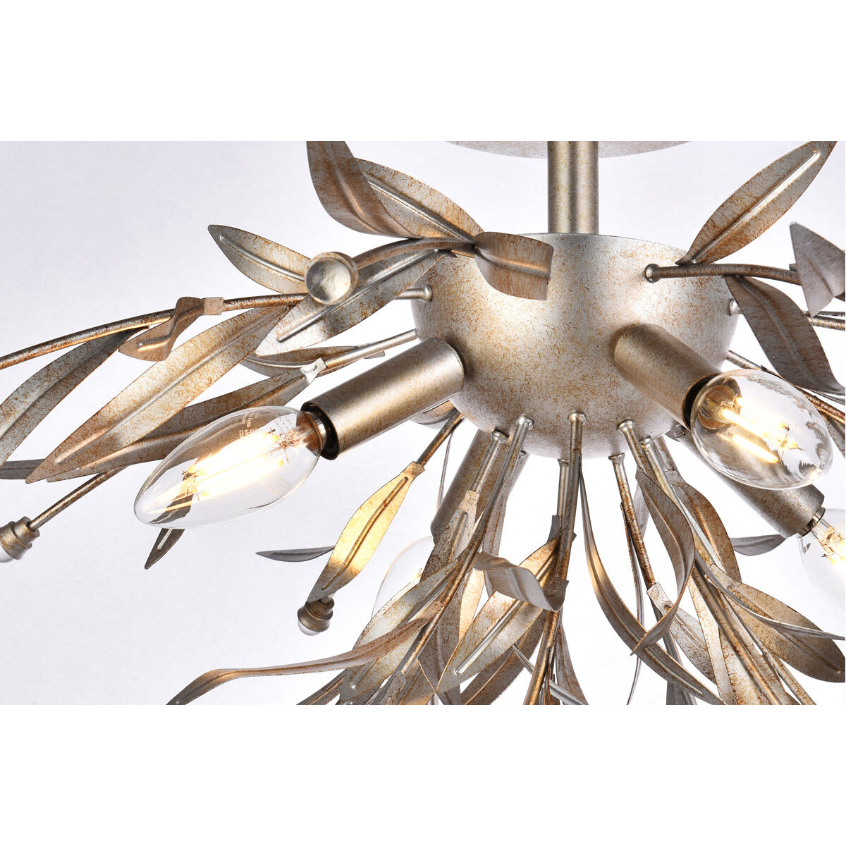 Priscilla 4 Light 19 inch Silver Leaf Flush Mount Ceiling Light