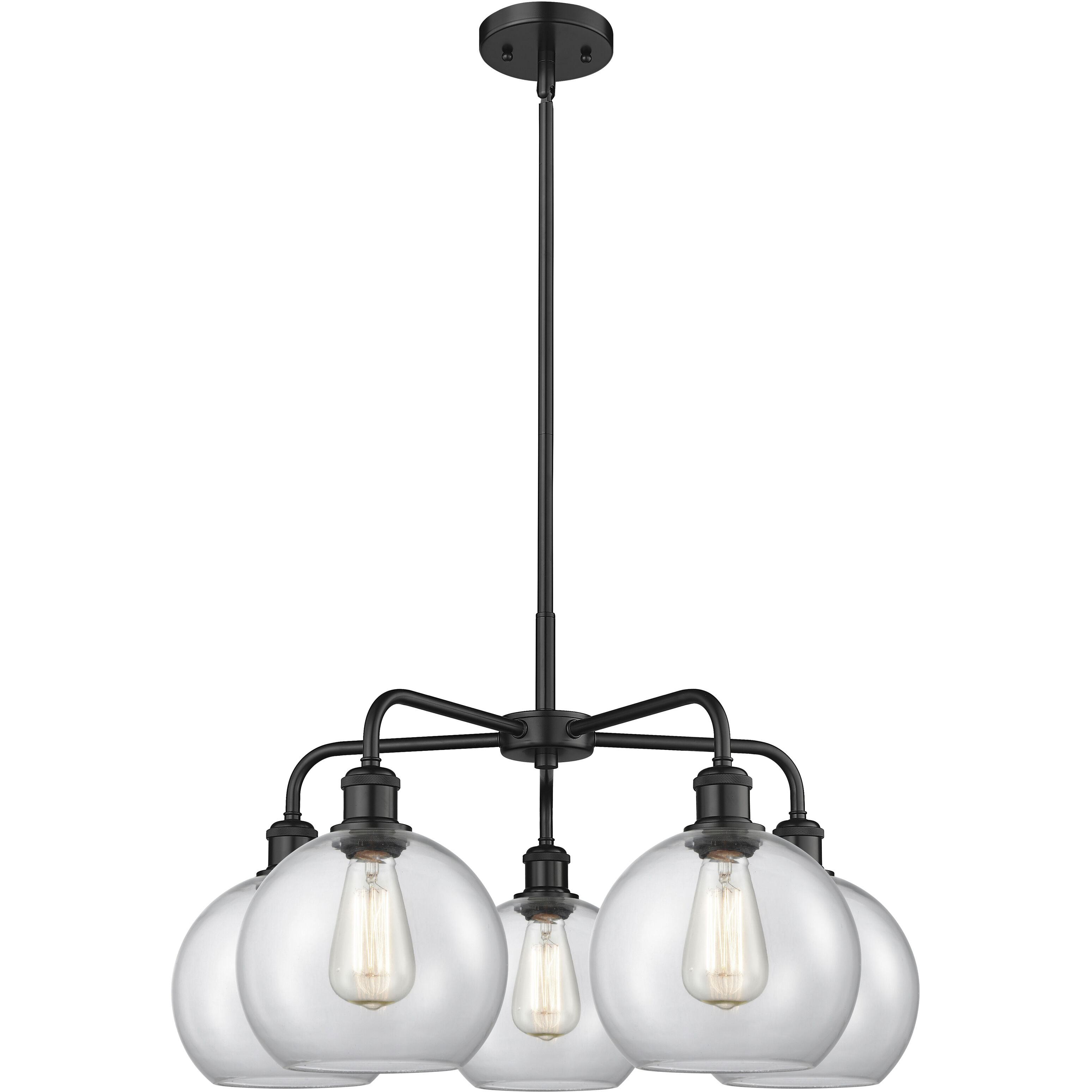 Athens 5 Light 26 inch Matte Black Chandelier Ceiling Light in Clear Glass
