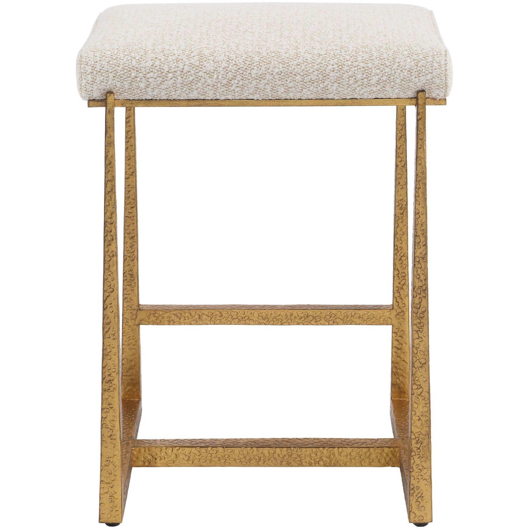 Midas 26 inch Textured Antique Gold and Driftwood Toned Polyester Counter Stool