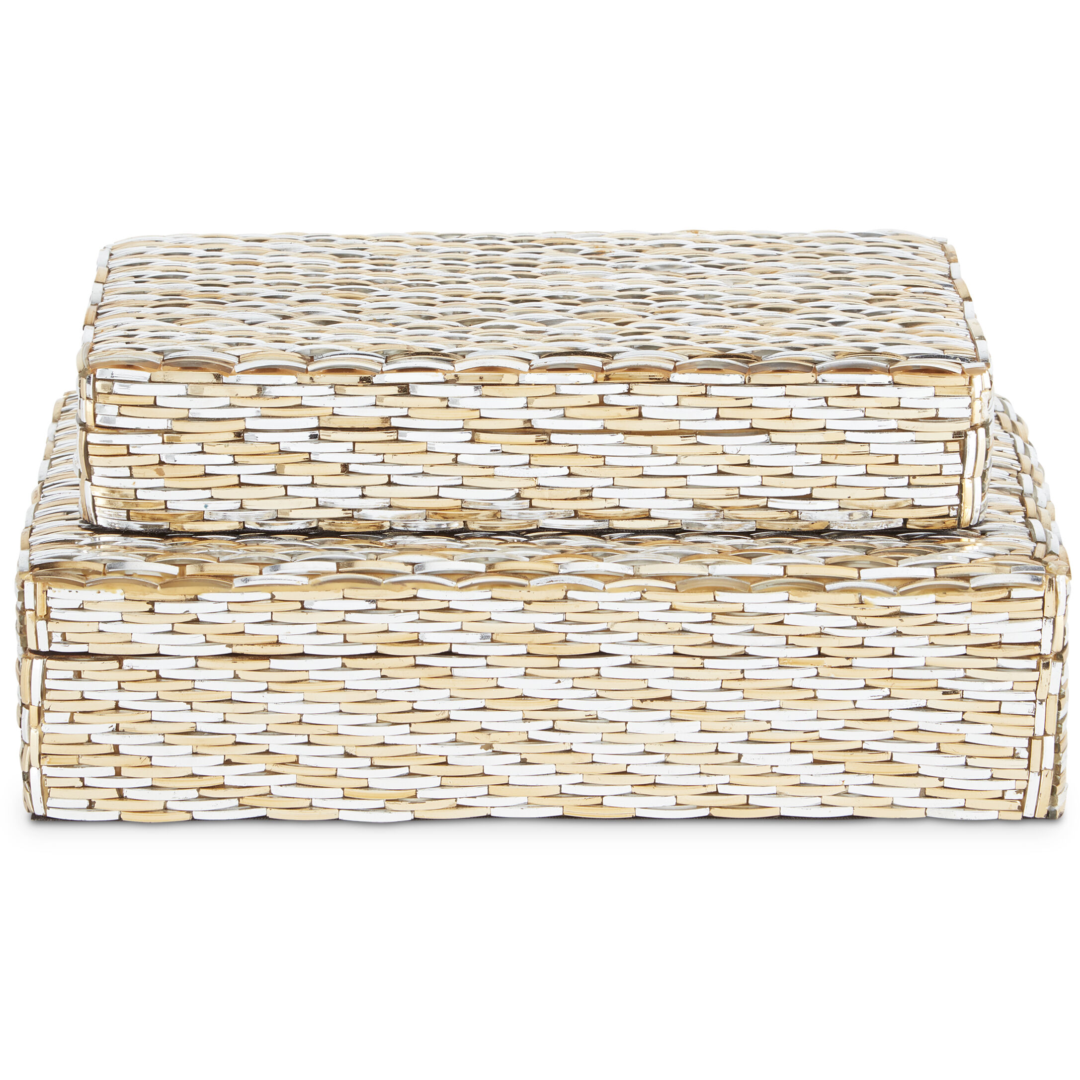 Glimmer 12.38 inch Gold/Silver Boxes, Set of 2