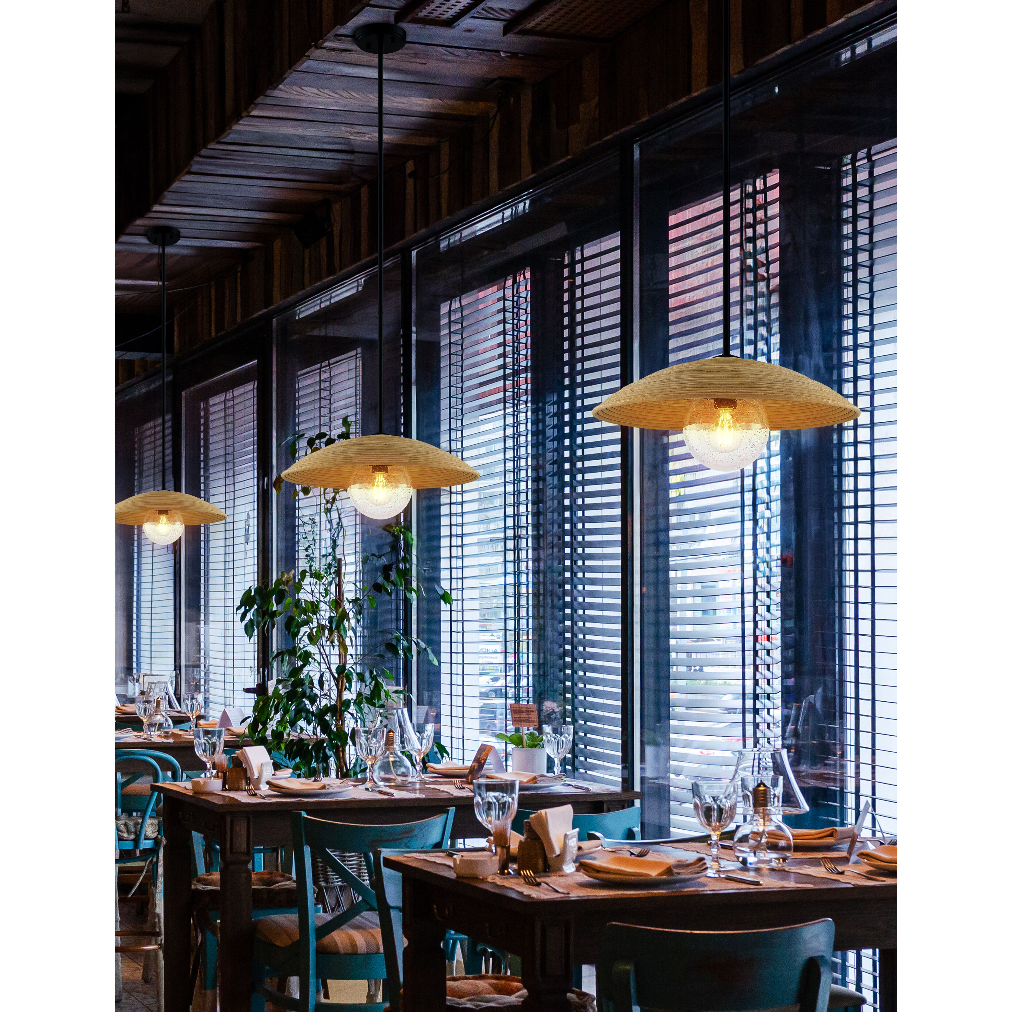 Rattan Collection 1 Light 18 inch Matte Black Pendant Ceiling Light, Caribe Family