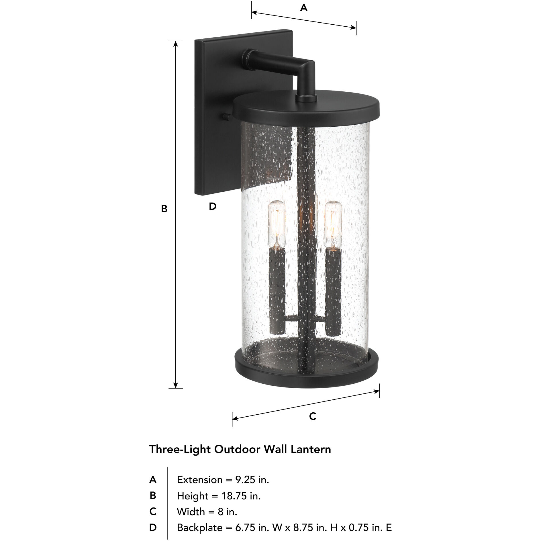 Otto 3 Light 18.75 inch Matte Black Exterior Wall Lantern
