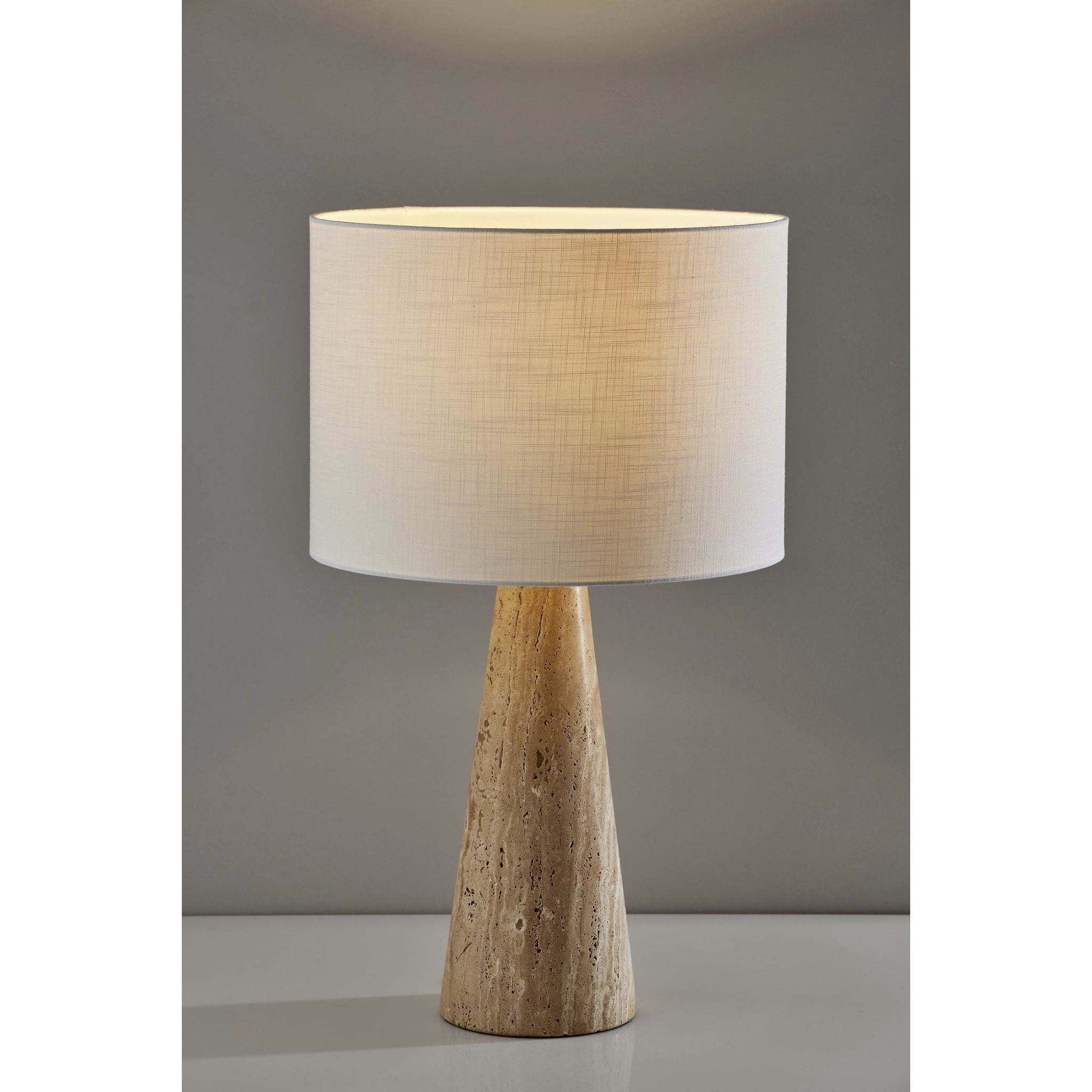 Travis 25.5 inch 150.00 watt Travertine Stone Table Lamp Portable Light