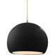 Radiance 1 Light 10 inch Gloss Black and Matte White and Antique Brass Pendant Ceiling Light