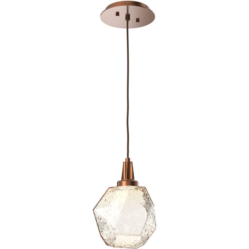 Gem LED 8 inch Gilded Brass Pendant Ceiling Light in 3000K LED, Smoke