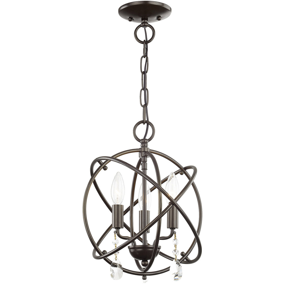 Aria 3 Light 12 inch English Bronze Convertible Mini Chandelier/Ceiling Mount Ceiling Light