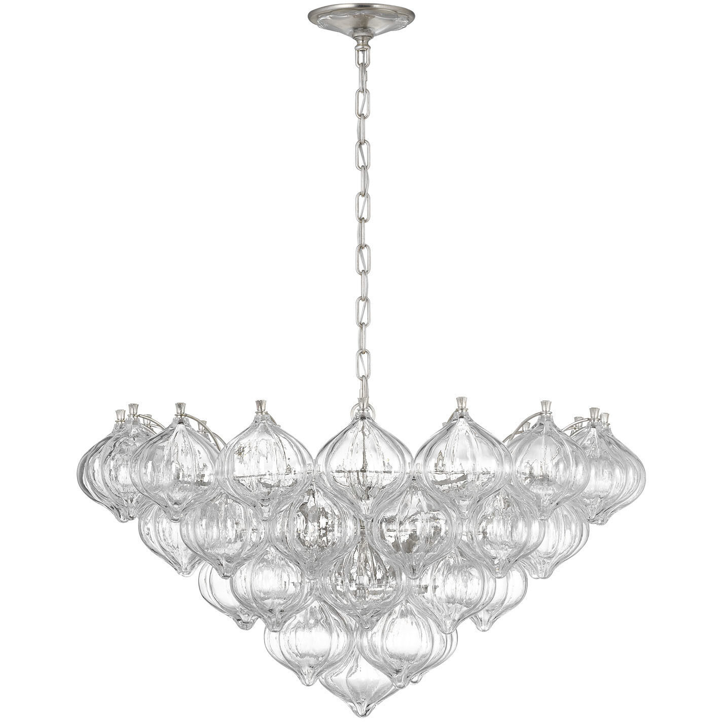 Julie Neill Caselli LED 35.5 inch Burnished Silver Leaf Basket Chandelier Ceiling Light