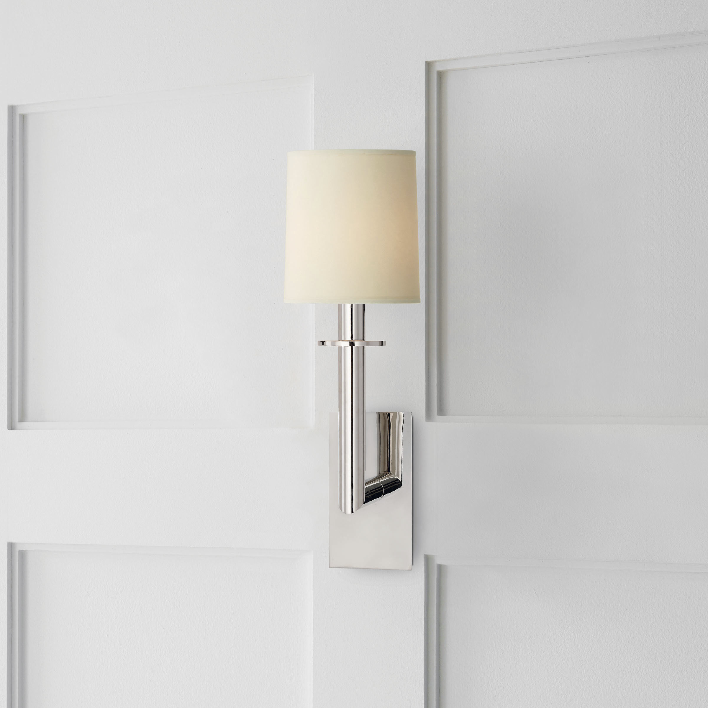 J. Randall Powers Dalston 1 Light 7.5 inch Polished Nickel Sconce Wall Light in Natural Paper