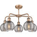 Ballston Athens Deco Swirl 5 Light 23.88 inch Antique Copper Stem Hung Chandelier Ceiling Light in Light Smoke Deco Swirl Glass