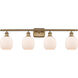 Ballston Belfast 4 Light 36 inch Brushed Brass Bath Vanity Light Wall Light in Matte White Glass, Ballston